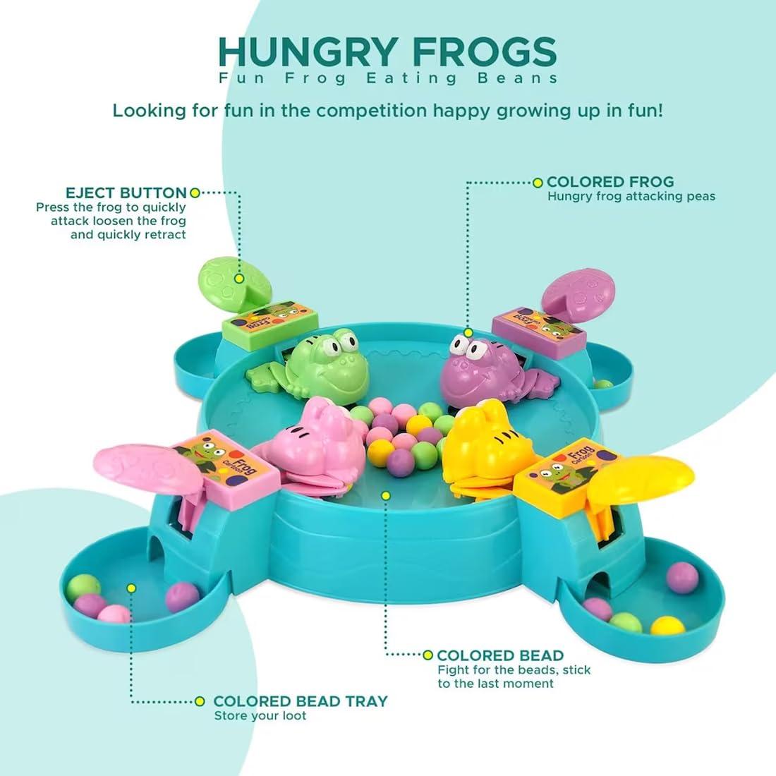 Hungry Frog Indoor Game For Kids|Family Board Game |Frog Toys For Kids Activity|4 Player Fun Interactive Frog Eat Beans Game|Proudly Made In India,Multicolor