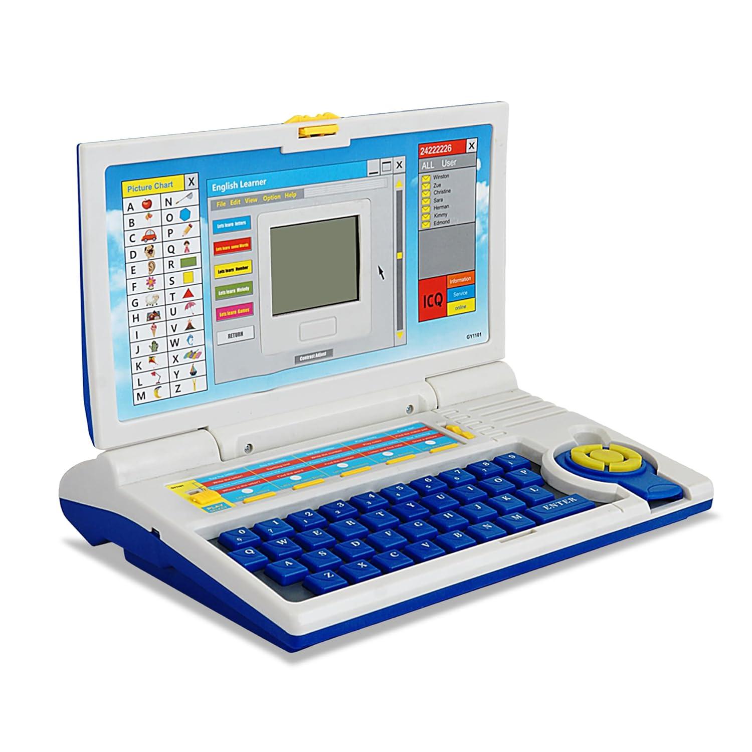Educational Laptop Computer Toy for Kids with Mouse - 20 Activities English Learner Notebook with Games - Learn Alphabets, Words, Numbers and Music - Color As Per Stock