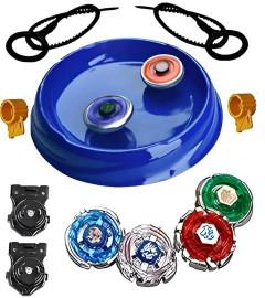 8 in 2 Metal Spinning Tops Combo with Stadium Set and 3 Launchers (8 Tops, 3 launchers, 1 Stadium) (MultiColor) Toy